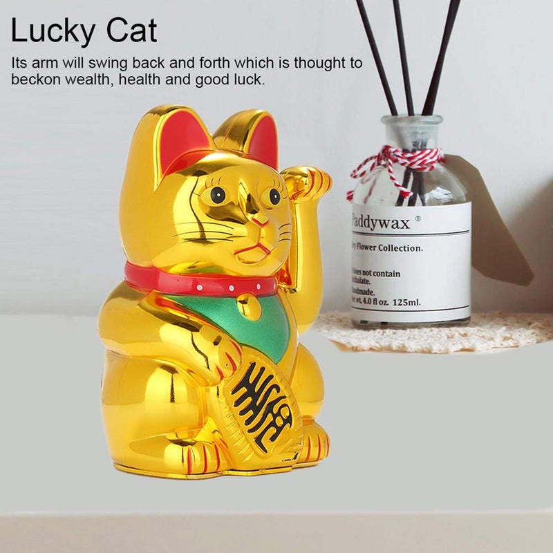 FIOTOK Maneki Neko Lucky Fengshui Cat for Welcoming Fortune Wealth Prosperity Decoration-Smiling Cat W/Waving Paw Function for Shops, Restaurants for Spring Festival & Chinese New Year Celebrations - Image 3